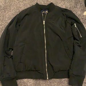 Blue Rain/Francesca’s Black Bomber Jacket